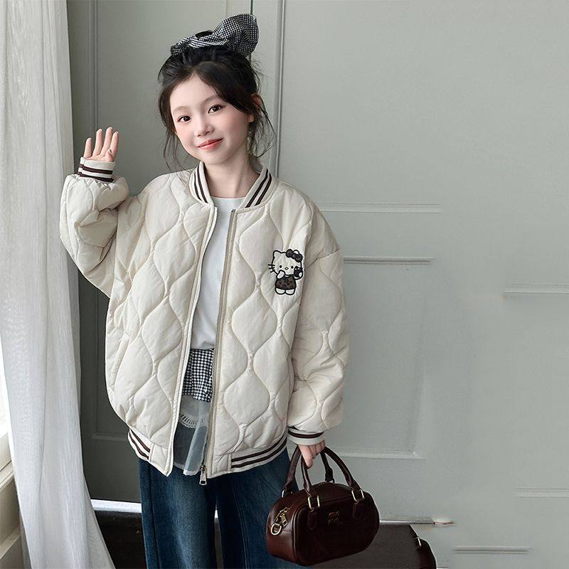 女童夹棉棉服外套秋冬季新款棉袄儿童冬装洋气TK猫加厚棉衣棒球服