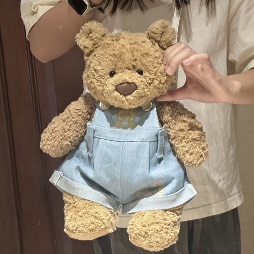 巴塞罗熊崽斜跨牛仔背带裤外出服