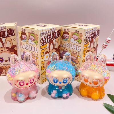 新款拉布布可爱盲盒入油流沙泡珠摆件爆闪卡通礼物大摆件惊喜盲盒