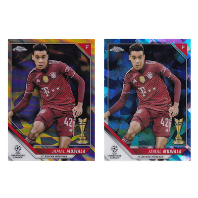 球星卡 穆夏拉 蓝碎冰 金球折 2021-22 Topps chrome 欧冠 拜仁
