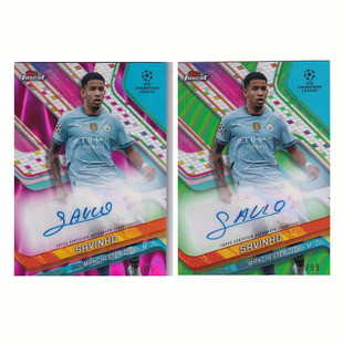 75编粉波纹折 2024 球星卡 finest 签字 topps 曼城 萨维尼奥