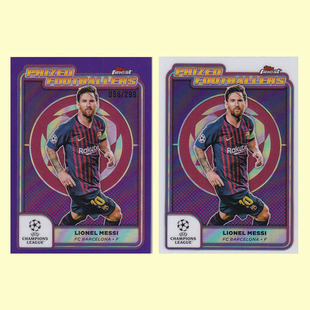 梅西 topps 299编紫折 2025 finest巴塞罗那 典范球员特卡 球星卡