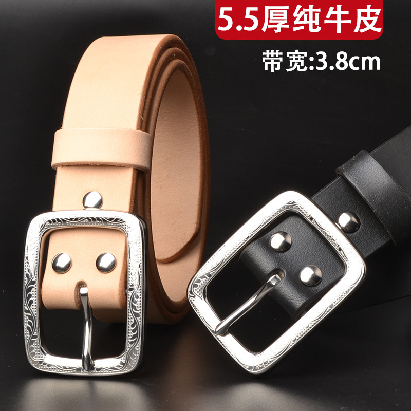 5.5加厚男士皮带头层牛皮不锈钢针扣真皮腰带纯牛皮针式裤带3.8宽,服饰配件/皮带/帽子/围巾,腰带/皮带/腰链,淘宝优惠券,粉丝福利购,淘宝优惠卷