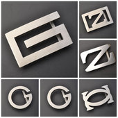 男士 实心不锈钢内穿字母平滑扣腰带卡子扣青年高档商务腰带配件38