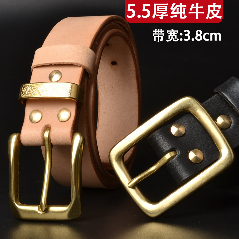 5.5加厚男士皮带头层牛皮美鞍革黄铜针扣皮带 针式真皮腰带裤腰带,服饰配件/皮带/帽子/围巾,腰带/皮带/腰链,淘宝优惠券,粉丝福利购,淘宝优惠卷