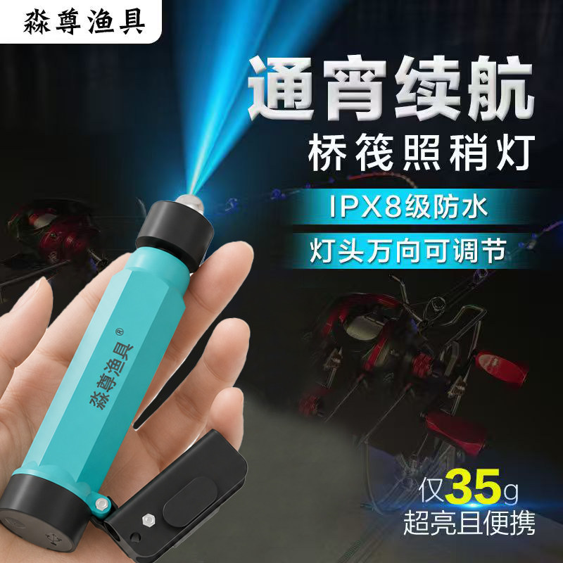 淼尊筏钓专用竿稍灯桥筏可充电式夜钓灯筏竿万向蓝白光新款钓鱼灯