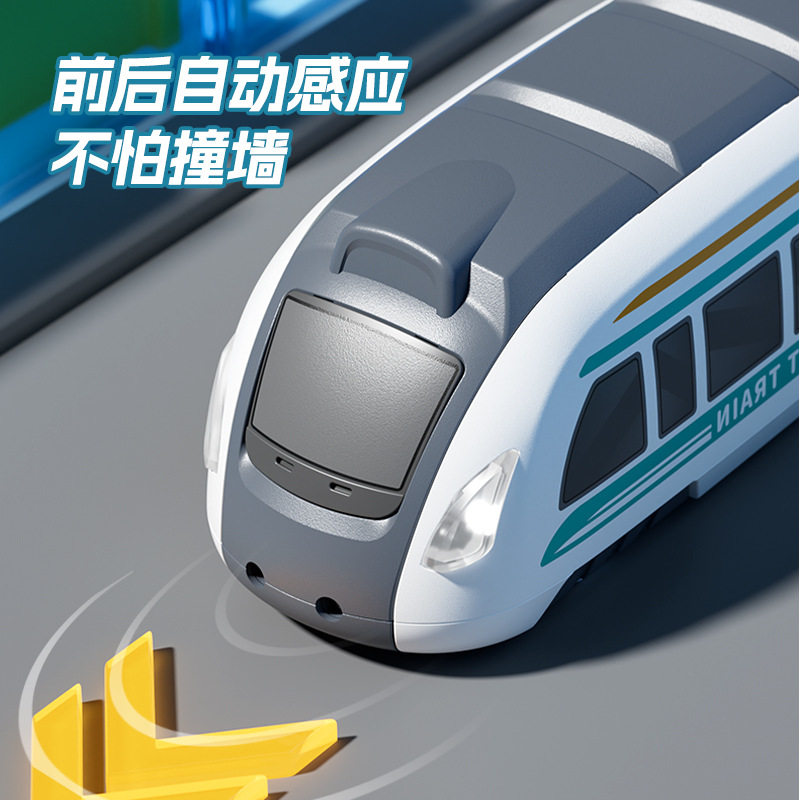 儿童双向电动感应高铁音乐灯光回力列车男孩玩具小火车卡通汽车