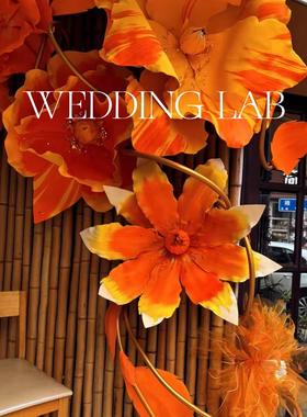 新年新春橙色巨型花美陈装置摆饰装饰婚礼艺术装饰橱窗陈列