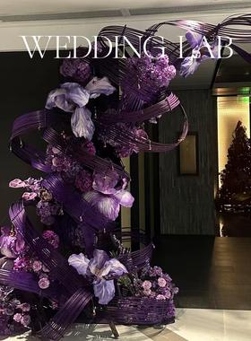 紫色竹编花艺造型美陈装置摆饰装饰婚礼艺术装饰橱窗陈列