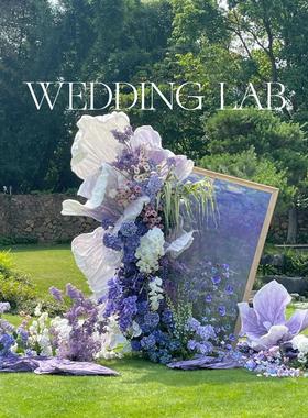 紫色系画框纸艺打卡美陈装置摆饰婚礼艺术装饰橱窗陈列商业美陈