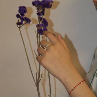 999纯银素圈光圈戒指复古古法手工艺磨砂纹理细腻感小巧精致个性