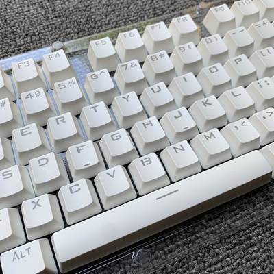 机械键盘透光白色pbt键帽104卫星轴透字大字体F2068简约FE87/k10g
