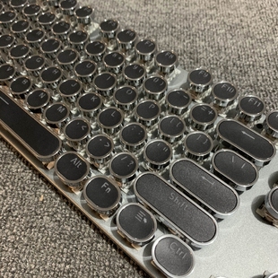 机械键盘电镀朋克键帽圆形方形平胸复古打字机透光高光反104个性