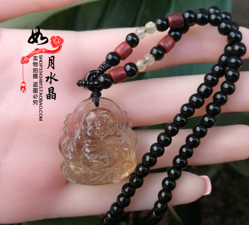天然金发晶钛晶佛吊坠招财聚财