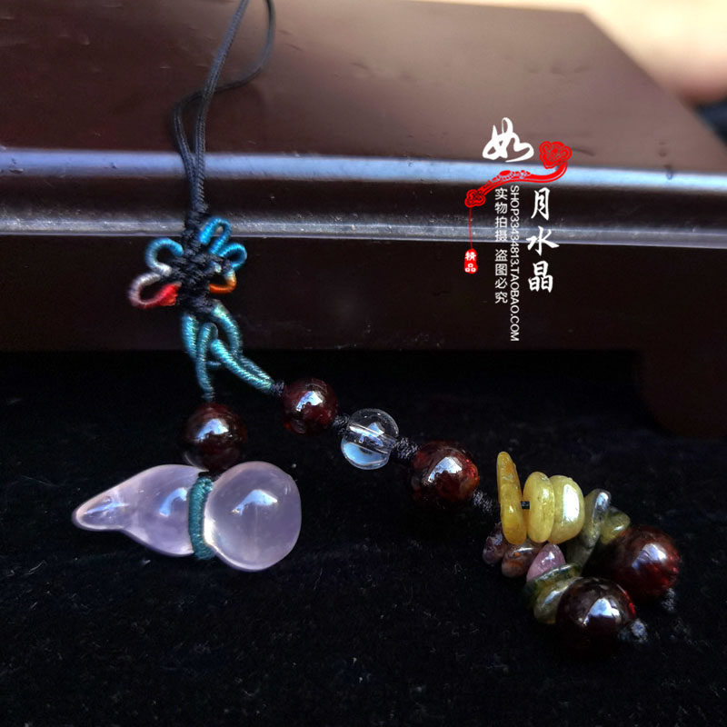 天然粉水晶葫芦碧玺碎石