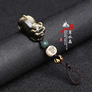 天然金曜石12生肖猪车挂钥匙扣红运喜吉猪献瑞福禄佑猪招财纳福