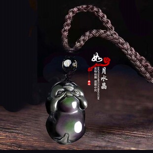 天然黑曜石12生肖猪吊坠红运喜吉猪献瑞福禄佑猪好运招财纳福