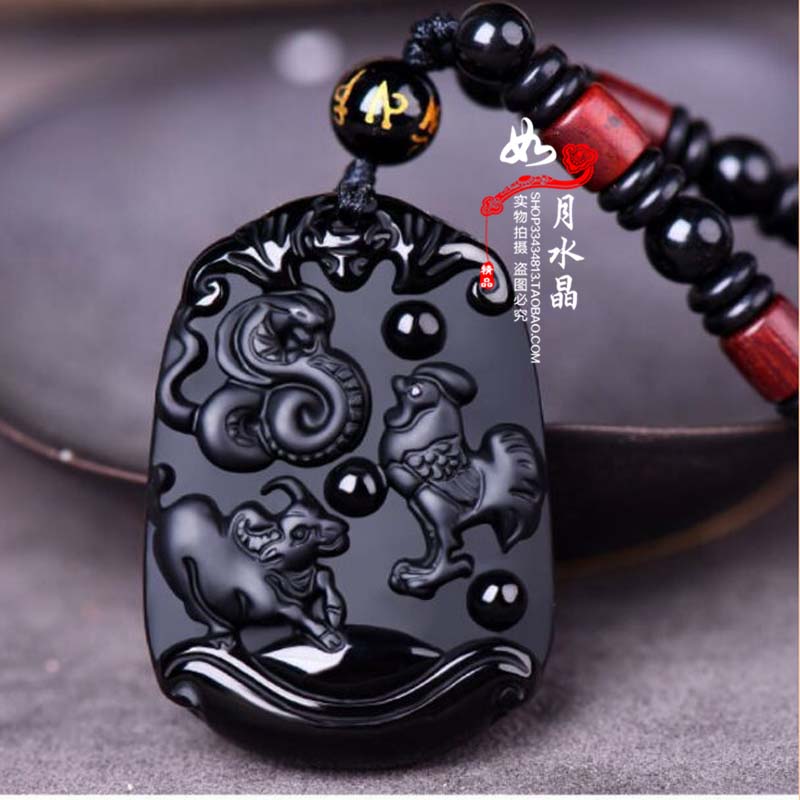 黑曜石属蛇鸡牛吉祥物三合贵人