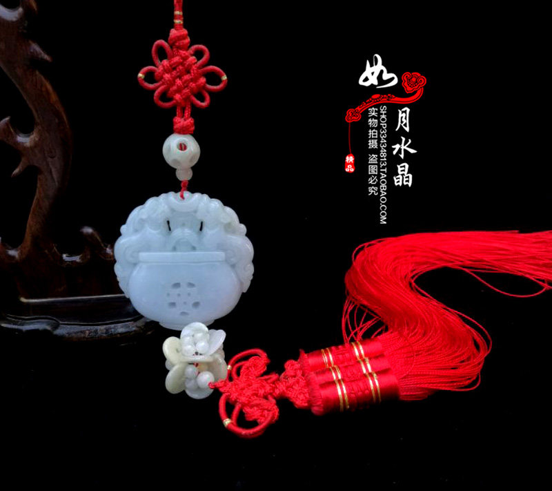 汽车挂件饰品玉石翡翠双貔貅招财保平安车挂