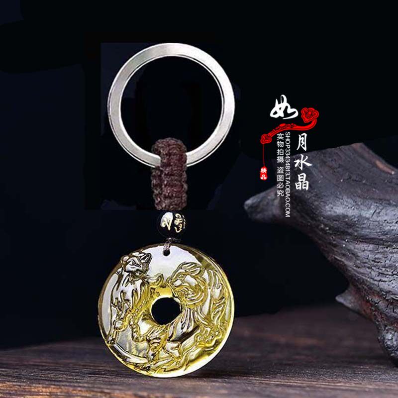 黄水晶虎马护保岁属狗招财吉祥物