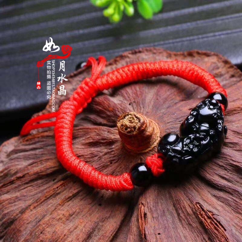 黑曜石貔貅吞金兽手链招财聚财