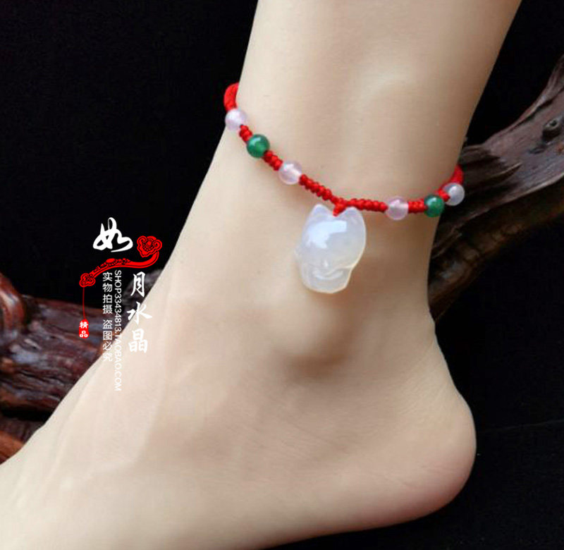 白玛瑙狐狸手链女脚链灵狐