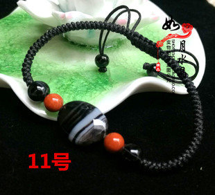 石碑护身符影子石手编手链 男女生礼品 化解断掌 福运
