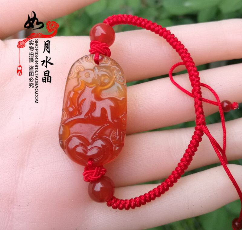 天然红玛瑙圣财飞羊吊坠手链