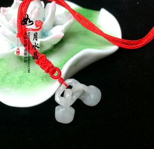 天然翡翠A货玉石同心锁小吊坠连心锁项坠 同心锁项链 565