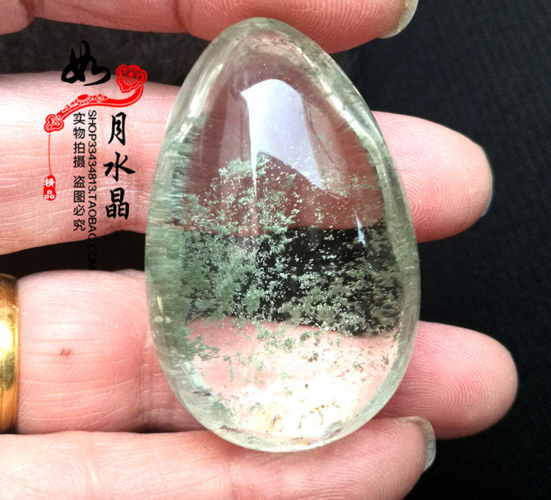 水晶天然绿幽灵吊坠项链