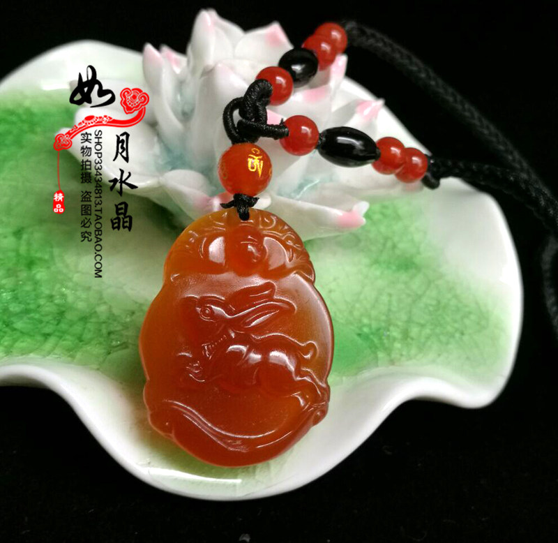 属羊人吉祥物鸿兔赐宝红玛瑙