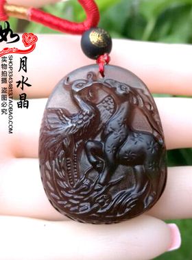 属龙吉祥物凤鹿护岁冰种黑曜石