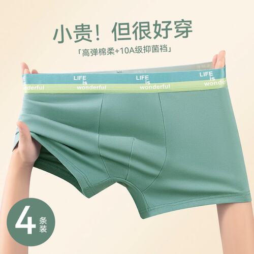 青少年男士纯棉加肥加大平角内裤