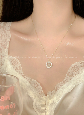 柏林少女轻奢锆石环绕珍珠项链女