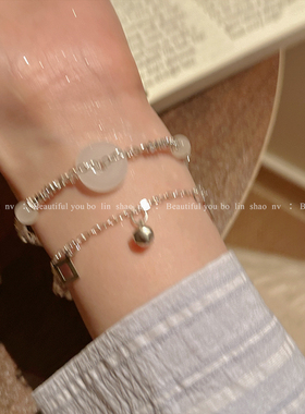 柏林少女平安扣碎银子双层手链女