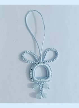 手工编织成品雀头结兔子花花手机钥匙挂件包包挂两个包邮