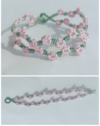 手工编织桃花朵朵成品手绳