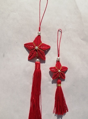 纯手工编织成品红星闪闪跟党走手机挂件车挂包挂
