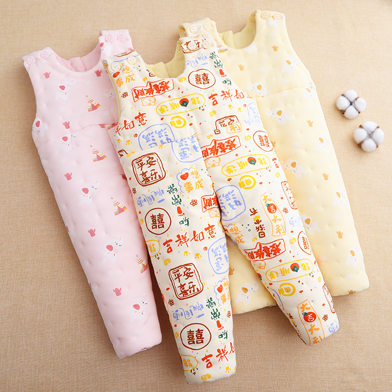 婴童背带棉裤宝宝长裤冬季加厚内穿纯棉内胆手工纯棉花开档保暖裤