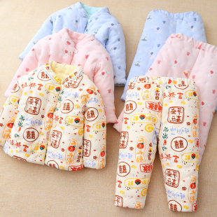 纯手工儿童棉袄棉裤套装小孩内外穿手工棉衣宝宝婴儿加厚保暖冬装