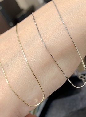 ASTAR原创18K白金蛇骨项链女纯银叠戴颈链铂金细锁骨裸素链不掉色