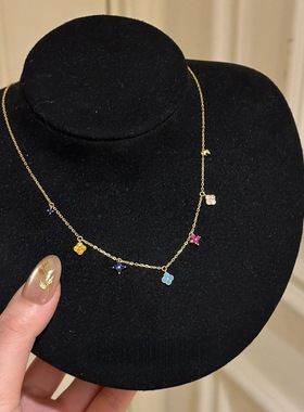 莫桑四叶草波西米亚度假彩色项链