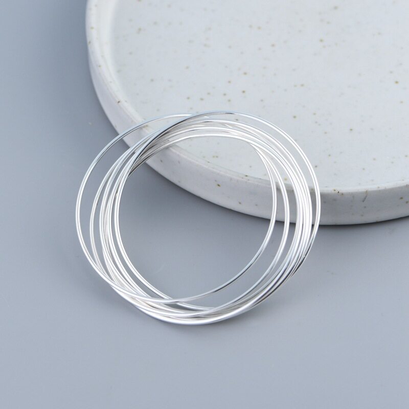 苏念S925纯银手环素银时尚多圈多环7环莫比乌斯银环女款手镯银饰