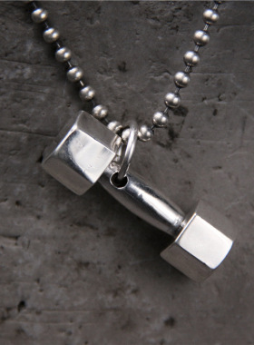 苏念银饰 S925纯银原创设计哑铃健身吊坠 霸气个性时尚男女款挂件