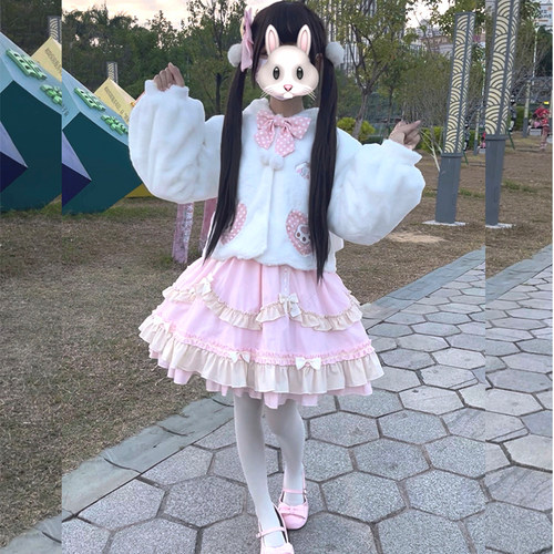新品Lolita原创可爱软妹兔绒大衣