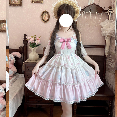 原创【贝壳海歌】渐变色吊带裙少女可爱三段式Lolita裙子