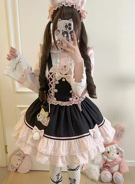 原创【甜心猫咪蛋糕】少女可爱动漫Lolita背带裙套装洛丽塔裙子