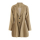 EAM 裙女春秋 卡其色立体荷叶边拼接设计感垫肩西装 STUDIO法式 时尚