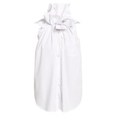 STUDIO2025夏季 新款 高级宫廷立领捏花无袖 EAM 衬衫 女抽绳别致衬衣