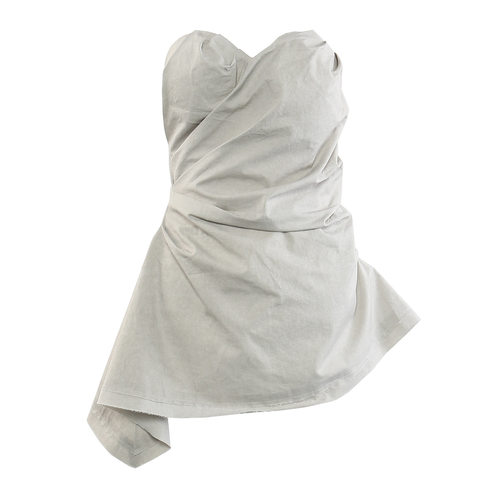 不规则褶皱设计高级灰抹胸背心女